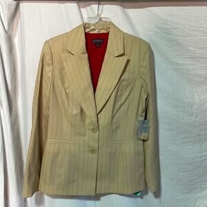 Classiques Entier 10 tan red pinstripe wool spandex shaped blazer nwt vintage 90